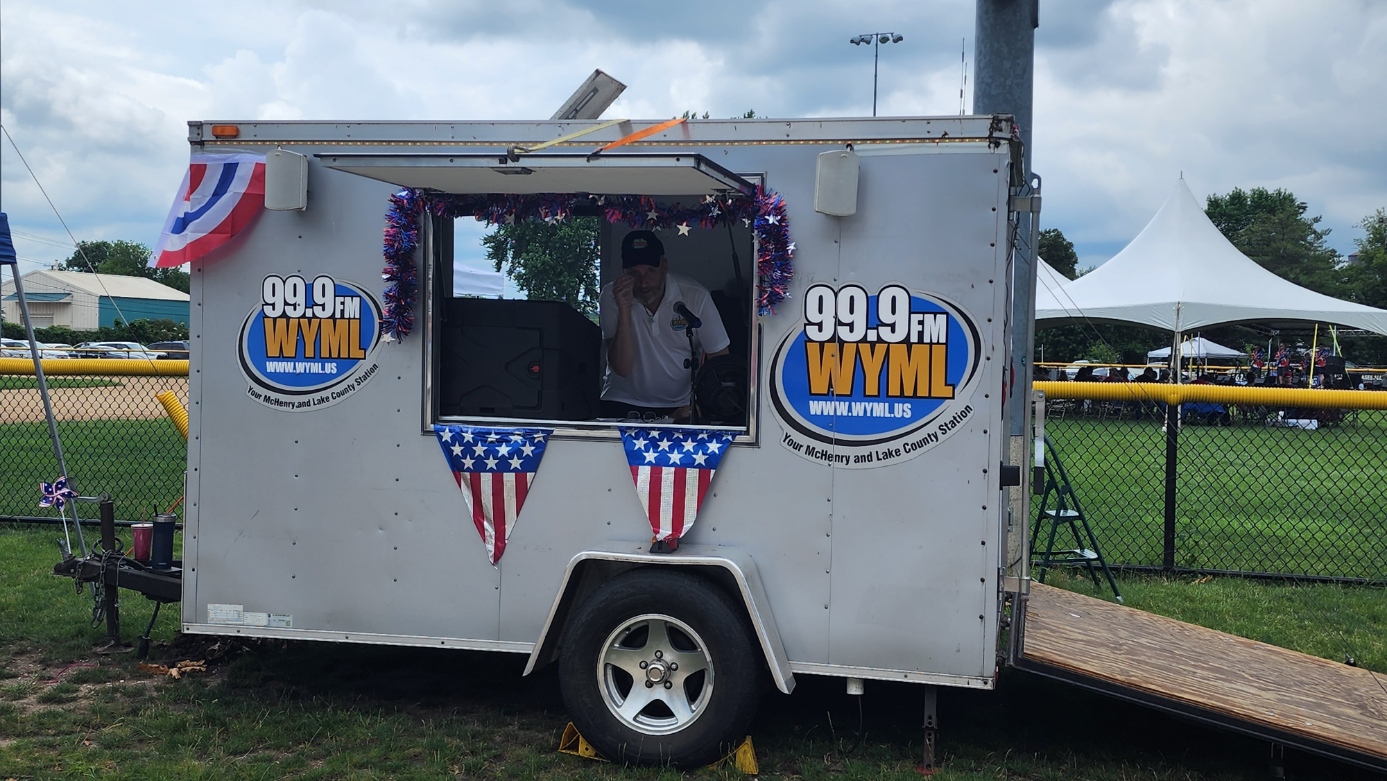 Rick Block broadcasting from the trailer